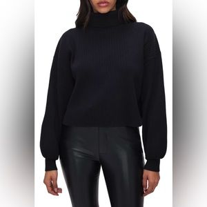 Good American Rib Crop Turtleneck Sweater Size XS